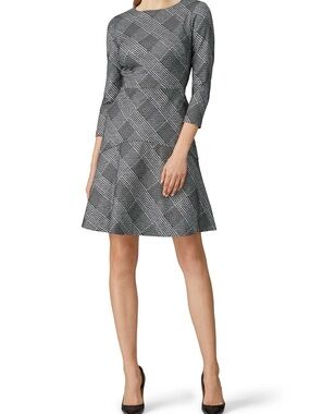 Lauren Ralph Lauren Gray Plaid Fit-and-Flare Midi Dress
